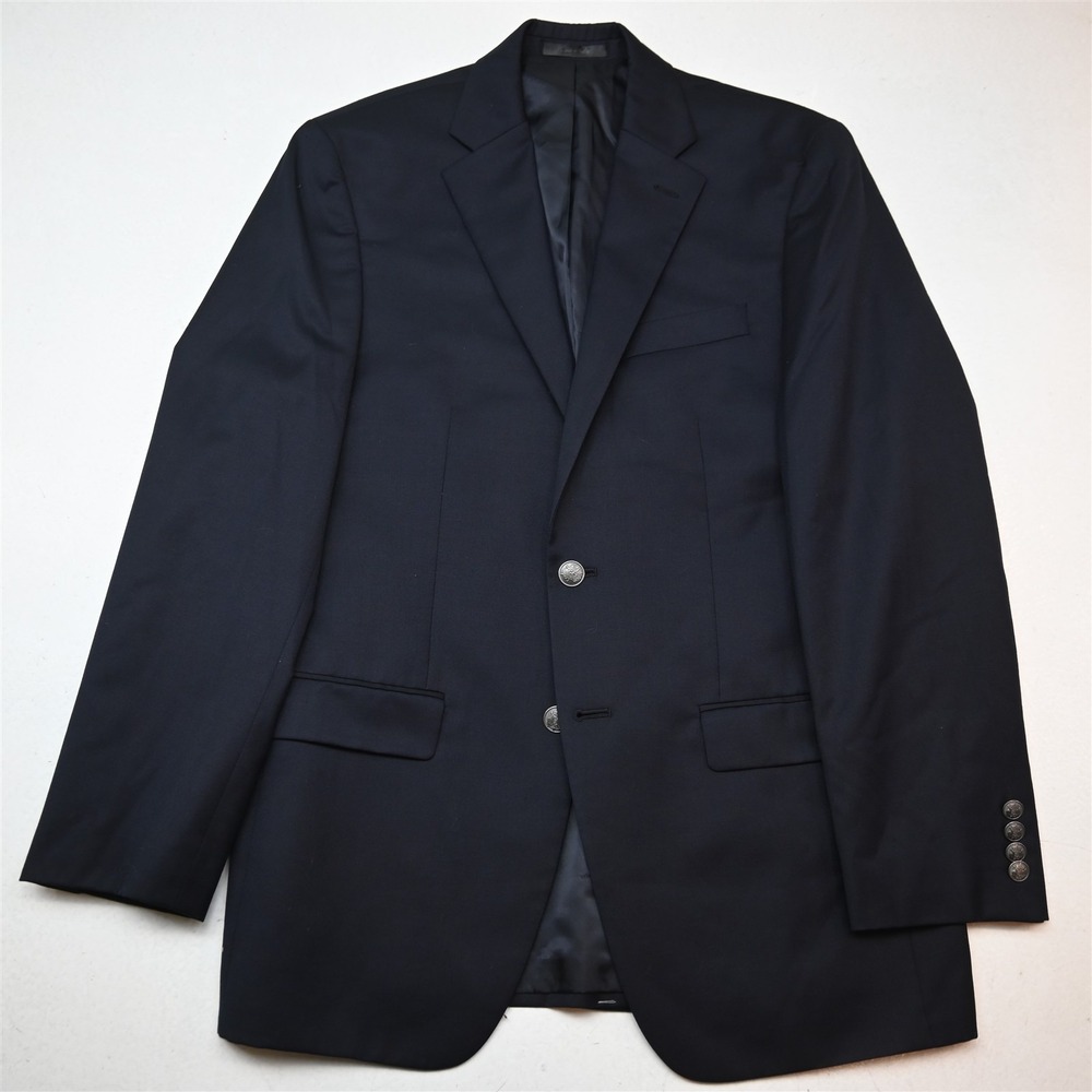 Michael Kors 38R Navy Blue Wool Silver Button Mens Blazer Suit Jacket Sport Coat